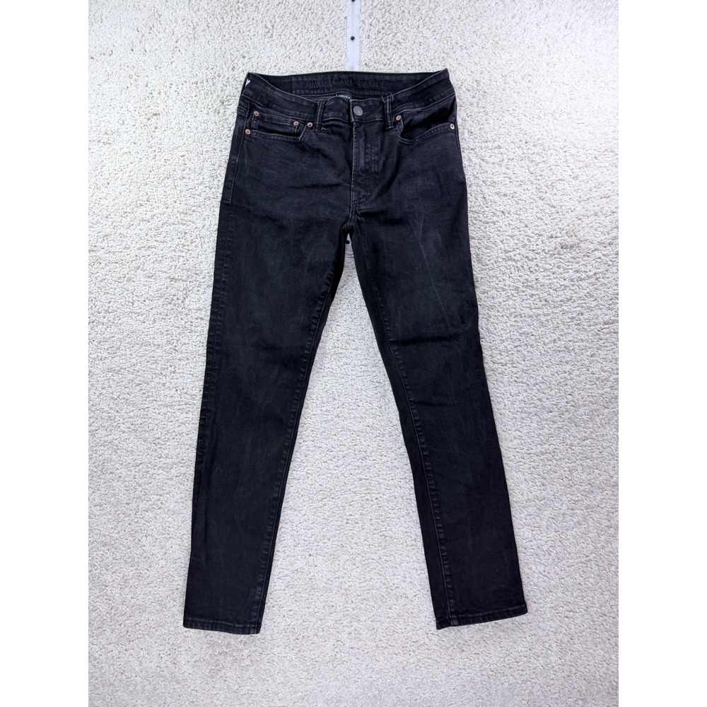 Mens 31x30 American Eagle Slim Airflex+ Black Stretch Denim Jeans Casual Modern